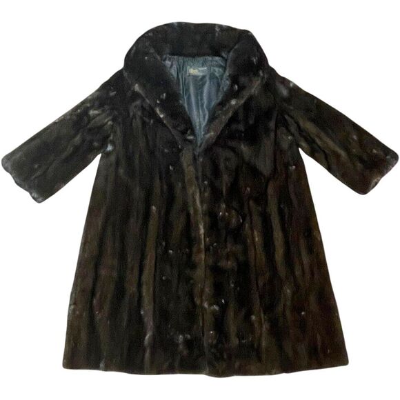Vintage Women Maple Furriers Brown Fur Coat Silverman & Sons Pit 26”Long 38” - Picture 1 of 5